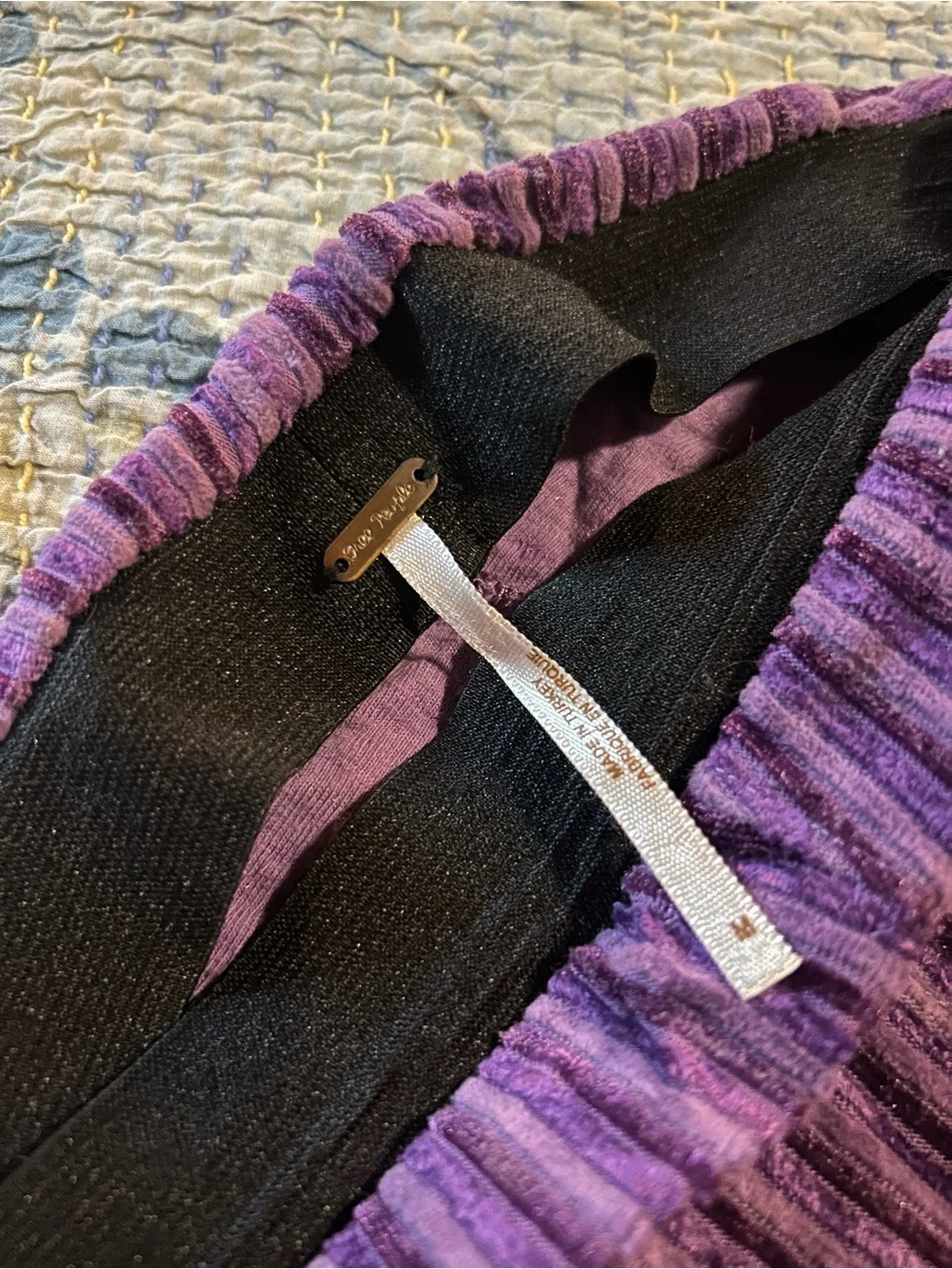 Free People Ribbed Velvet Wide Leg Pants - Plum